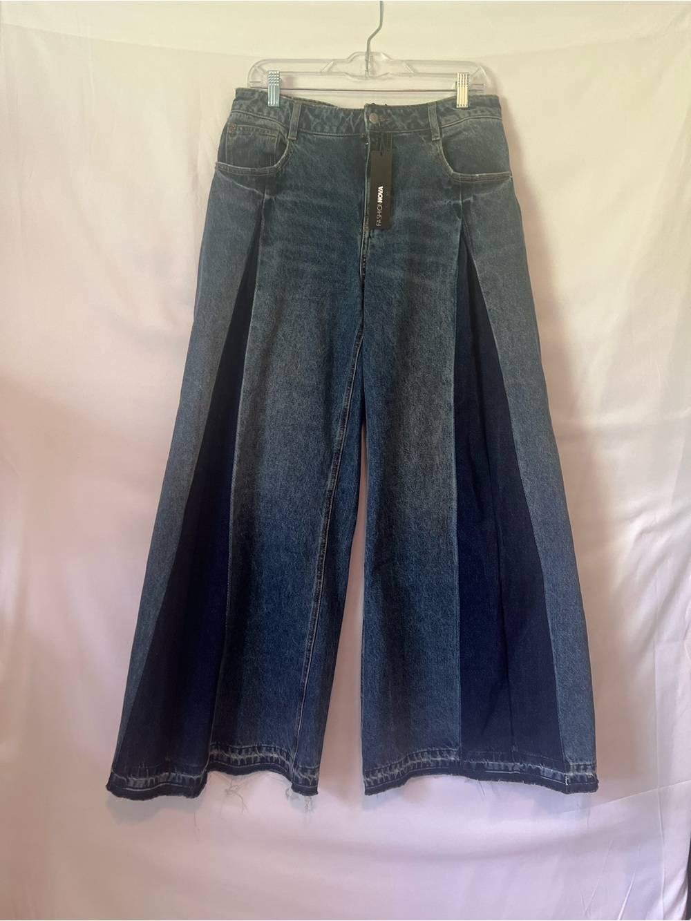 Fashion Nova Know You Best 2 Tone Ultra Wide Leg Jeans 9 100% Cotton Streetwear